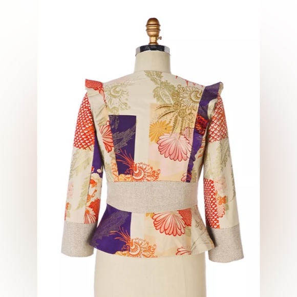 Anthropologie Elevenses Iced Juniper Patchwork Blazer size 8 - Picture 3 of 13